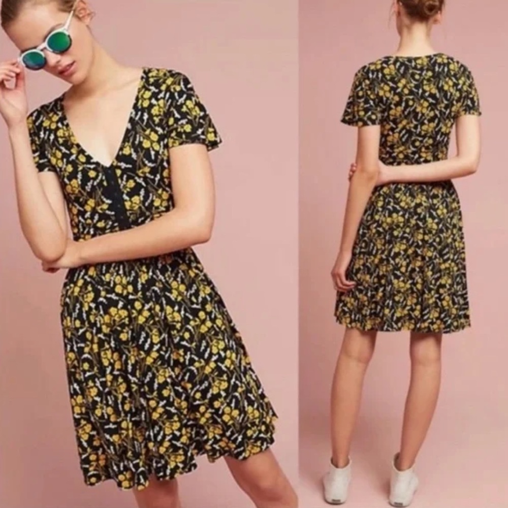 Maeve Black and Marigold Floral Dress Size Medium